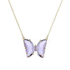 NE21- 14K Gold Finished Crystal Purple Butterfly Necklace