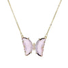 NE21- 14K Gold Finished Crystal Pink Butterfly Necklace