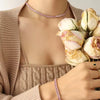 NE133- 18K Gold Finished Pink Baguette Tennis Necklace