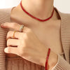 NE133- 18K Gold Finished Red Baguette Tennis Necklace