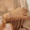 NE133bracelet- 18K Gold Finished Baguette Pink Tennis Bracelet
