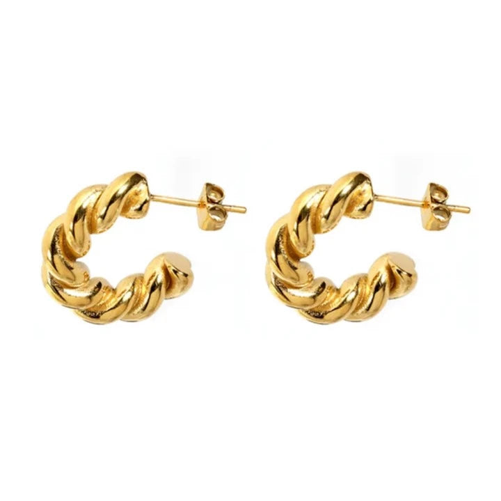 18K Gold-Filled Twist Open Stud Hoops