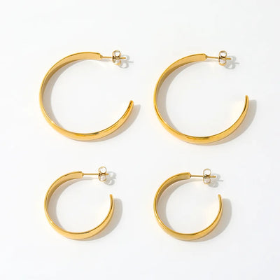 18K Gold-Filled Large Flat Hoop Earrings