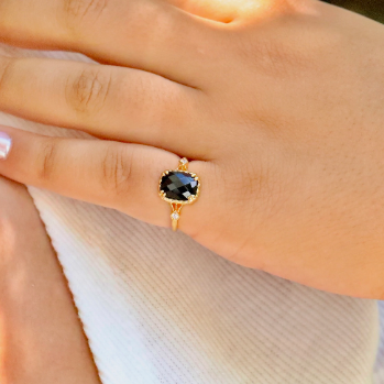 14k Gold-Filled Black Agate Ring
