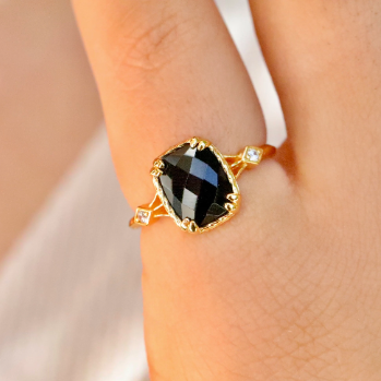 14k Gold-Filled Black Agate Ring