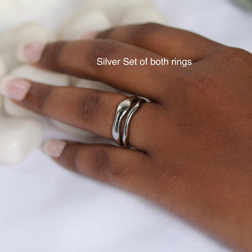Silver Irregular Ring Set