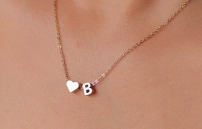 18K Gold-Filled Heart Initial Necklace