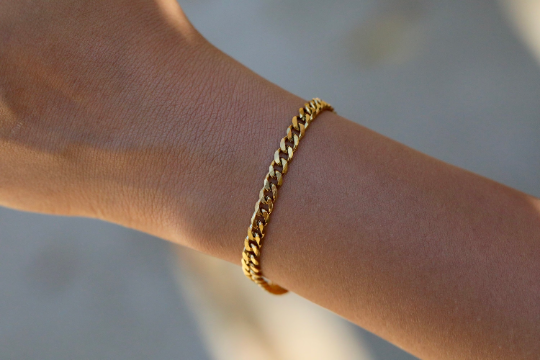 GILD ギルド / Gradation curb chain bracelet Curb Chain Bracelet Solid 14K Yellow Gold 8.75
