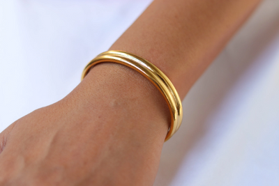 18K Gold-Filled Open Cuff Bangle Bracelet