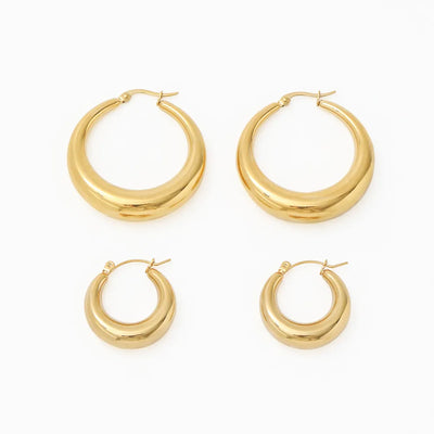 18K Gold-Filled Thick Hollow Hoop Earrings | Large 40mm & 28mm Hoop Earrings