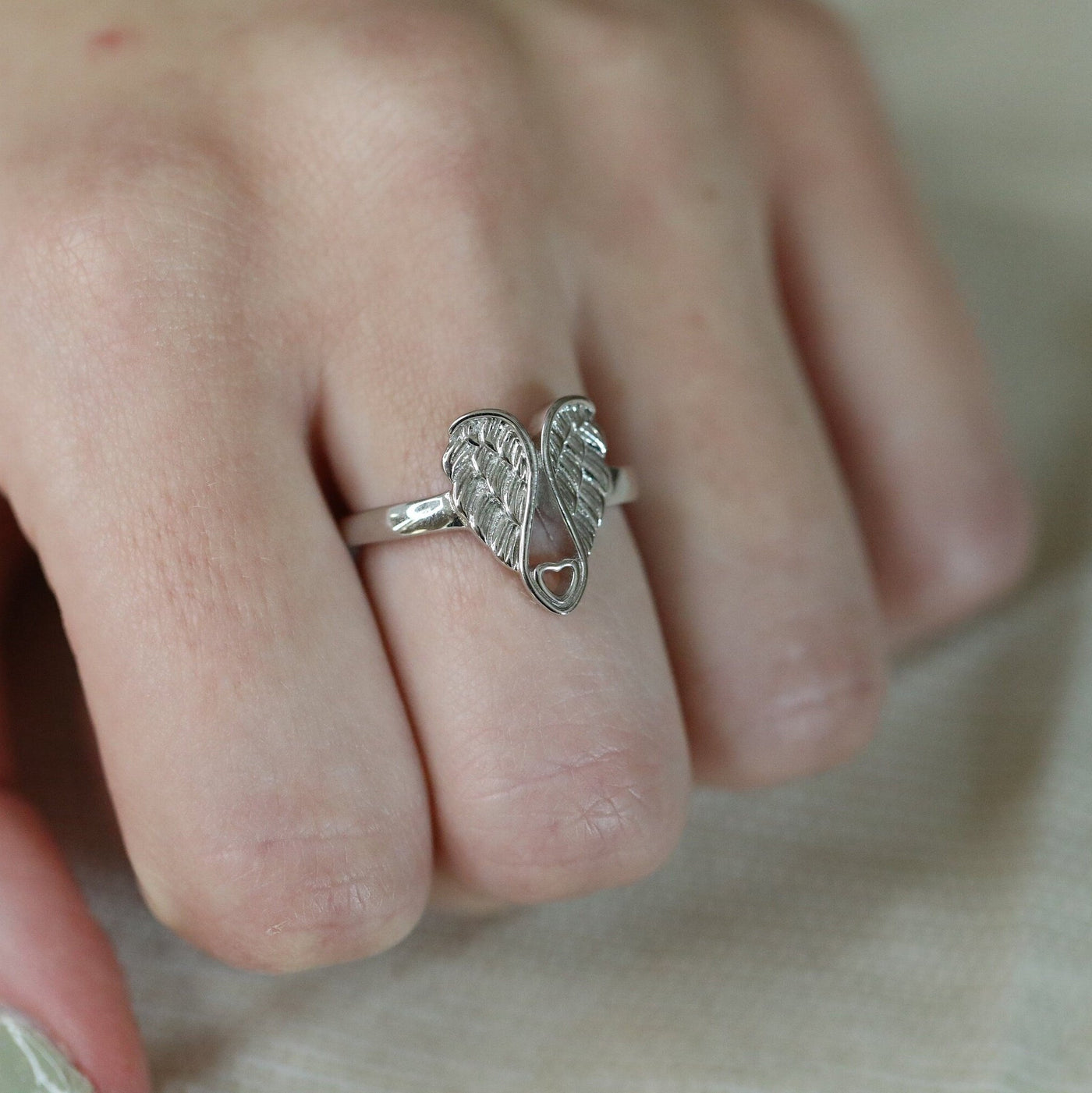 925 Sterling Silver Angel Wings Ring