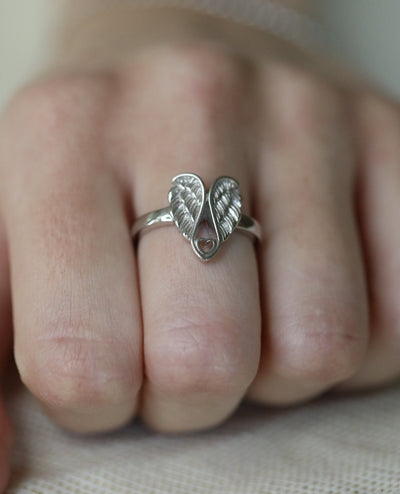 925 Sterling Silver Angel Wings Ring