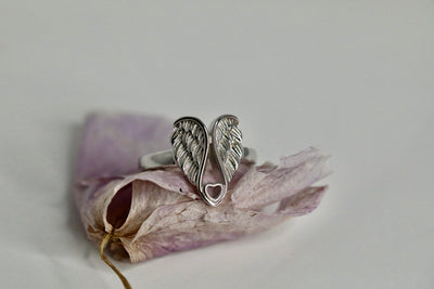 925 Sterling Silver Angel Wings Ring