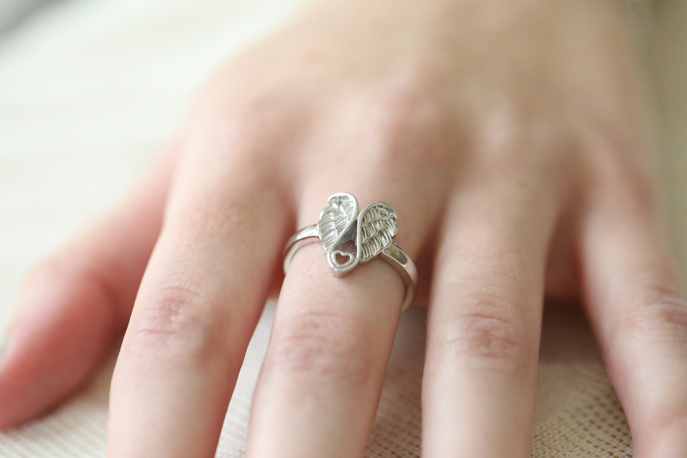 925 Sterling Silver Angel Wings Ring