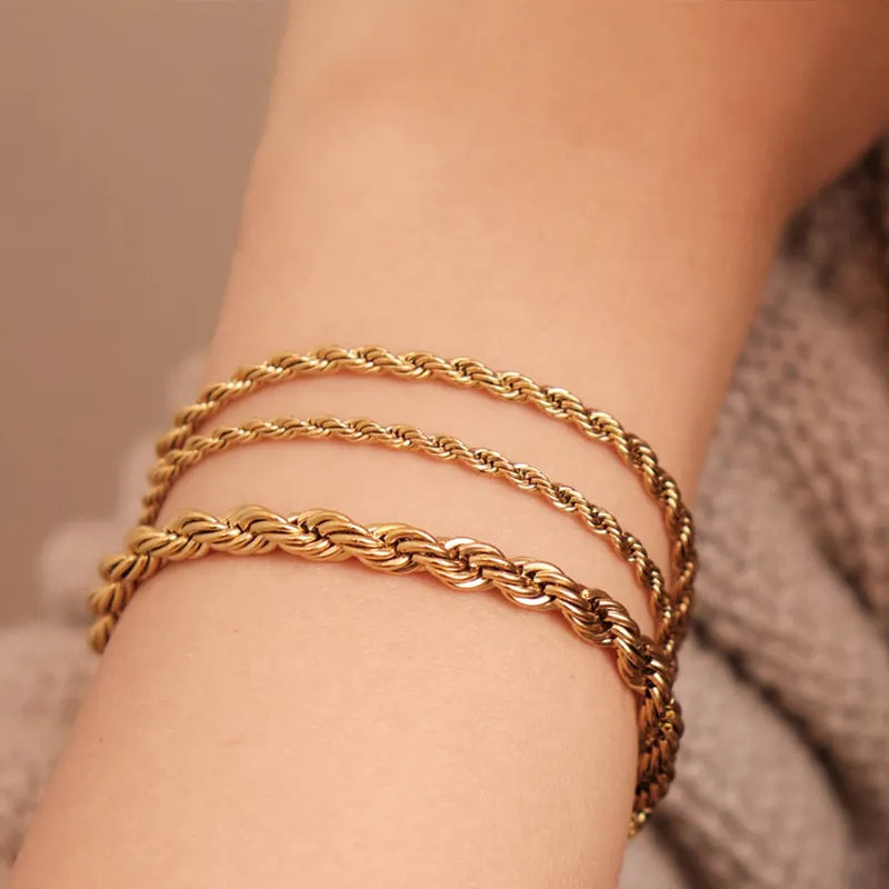 Gold Twisted Rope Chain Bracelets