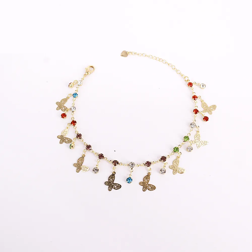 18K Gold-Filled Butterfly Zirconia Anklet For Women