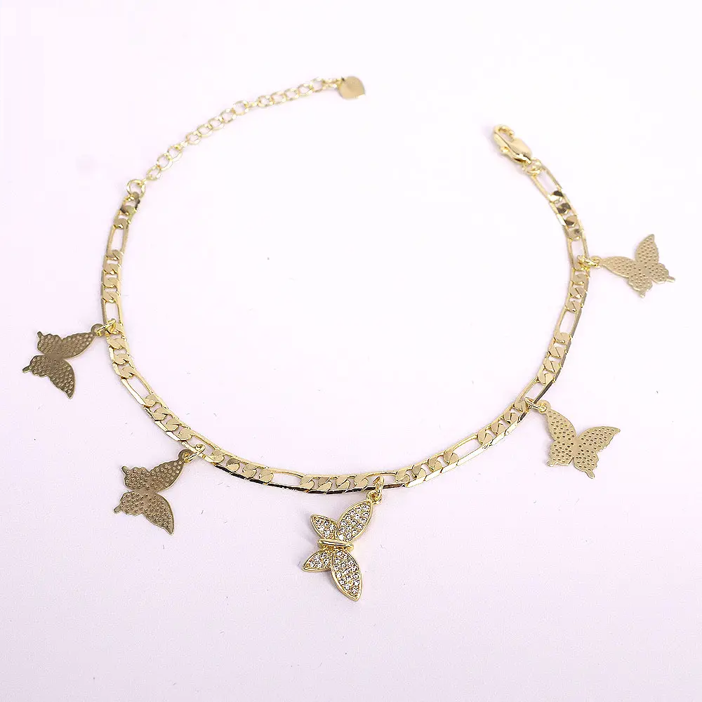 18K Gold-Filled Butterfly Charm Anklet For Women