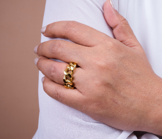 18K Gold-Filled Link Chain Ring