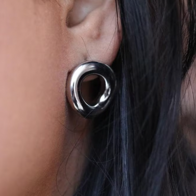 Silver Circle Plain Stud Earrings