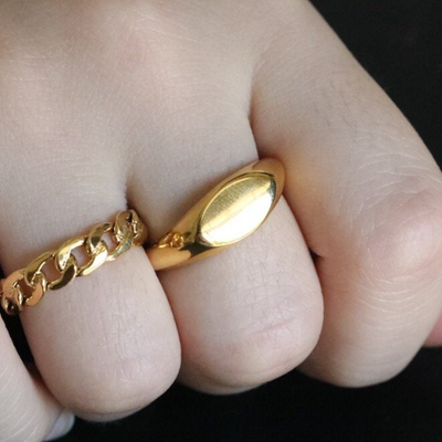 18K Gold-Filled Oval Band Ring