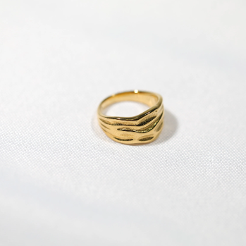 18K Gold-Filled Hammered Cuff Ring