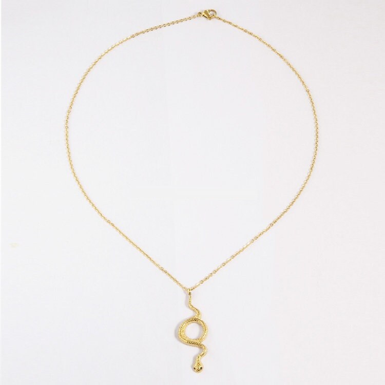 18K Gold-Filled Dainty Snake Pendant Necklace