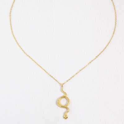 18K Gold-Filled Dainty Snake Pendant Necklace