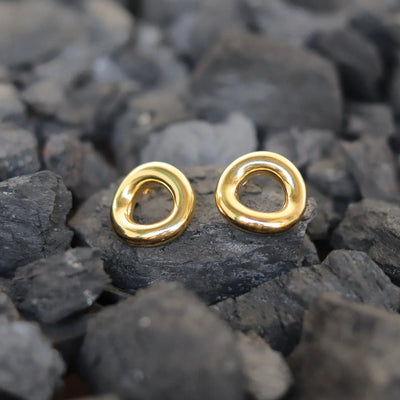 18K Gold-filled Open Circle Plain and Twisted Stud Earrings
