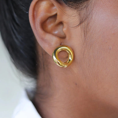 18K Gold-filled Open Circle Plain and Twisted Stud Earrings