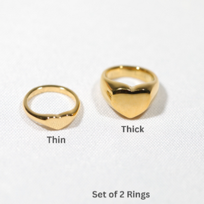 Gold Heart Ring Set