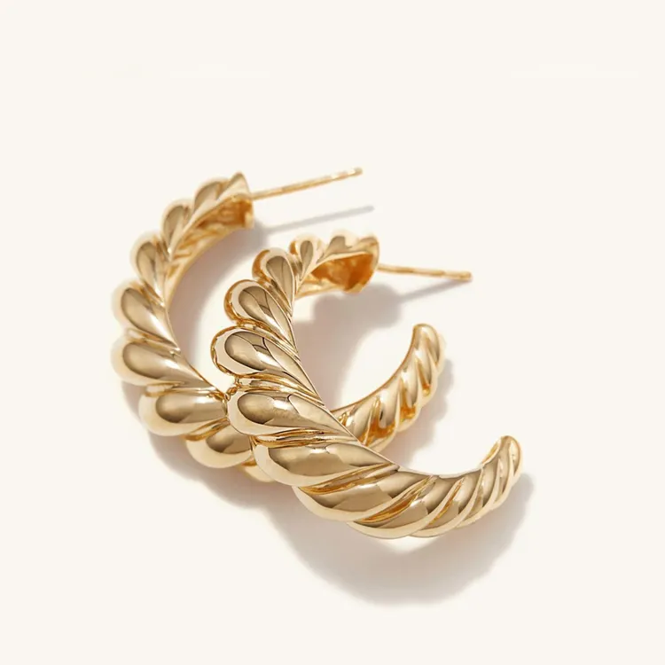 18K Gold-Filled Twisted Open Hoop Earrings