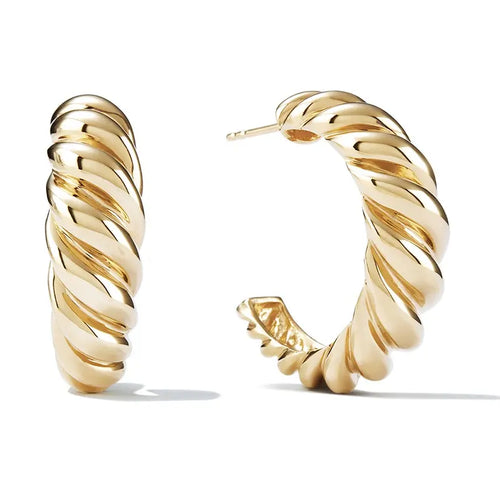 Gold French Twisted Dome Hoops