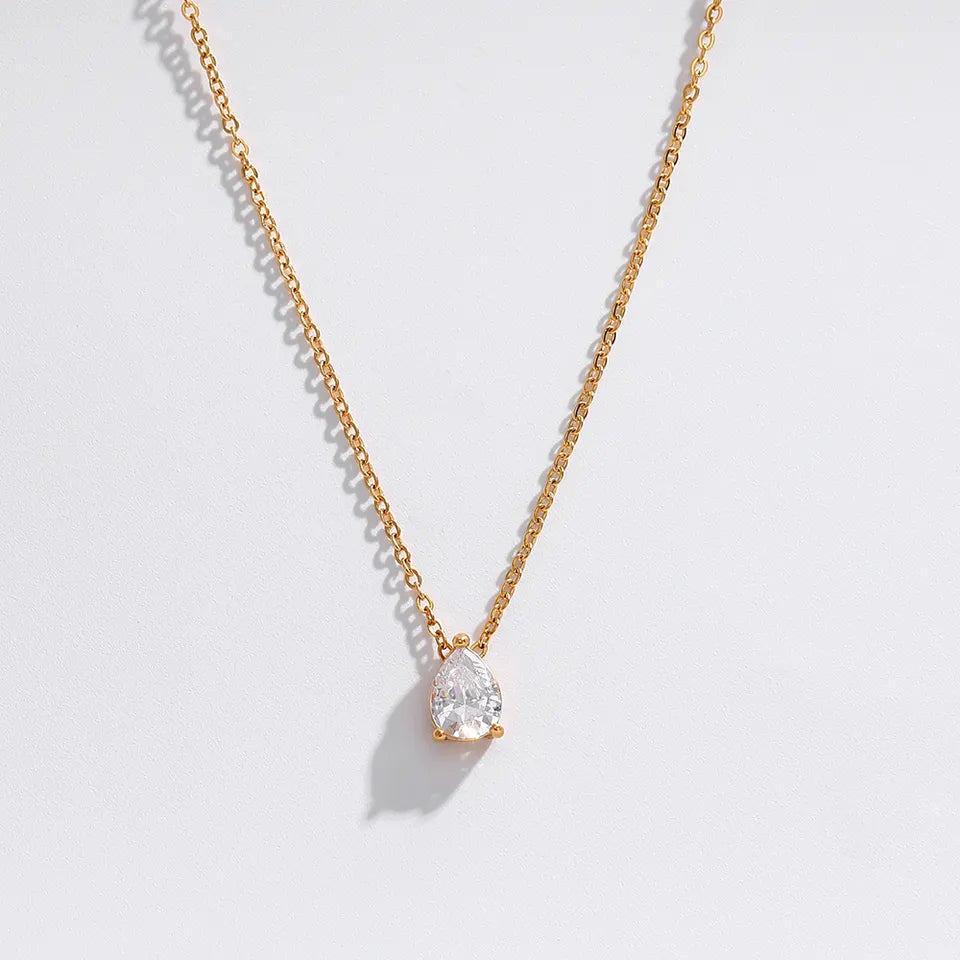 Diamond Teardrop Cz Necklace