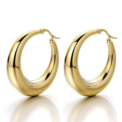 Shop Now Gold Thick Hoop Earrings.