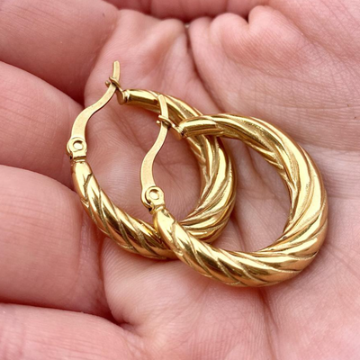 Shop Now Gold Twisted Hoop.