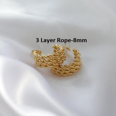 3 layer rope Hoop Earrings