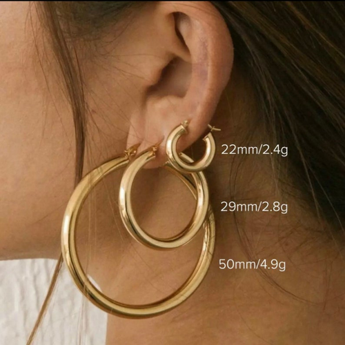 Simple gold hoop earring Set
