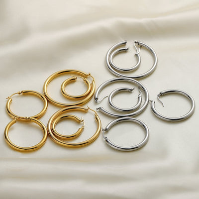 Shop Now Gold Silver Thick Hoops.