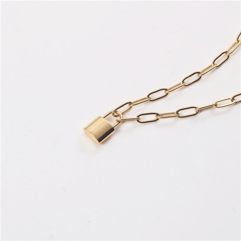 Paperclip Padlock Necklace