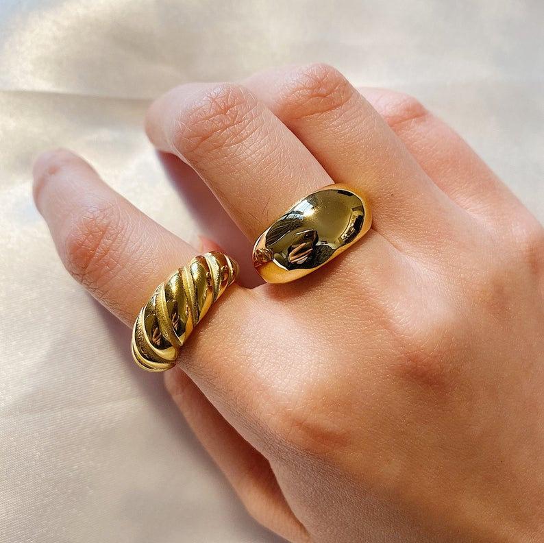 Gold Twisted Dome Ring 