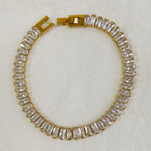 Baguette Tennis Necklace Set white