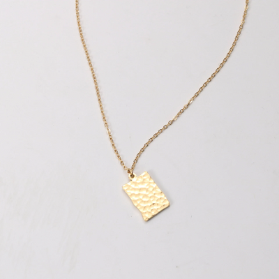 18k Gold Filled Hammered Pendant Necklace
