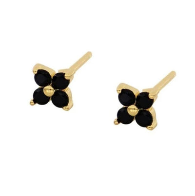 Black CZ Flower Earrings For sale