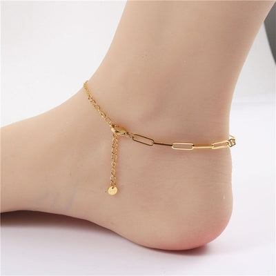 18K Gold-Filled Rectangle Link Chain Anklet