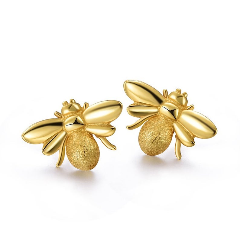 Gold Bee Stud Earrings