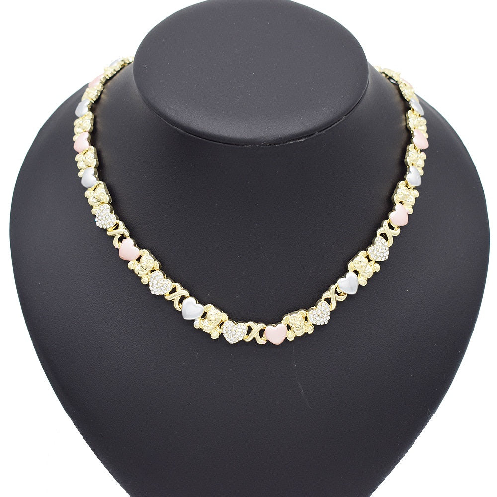 18k Real Gold Filled Teddy Bear Jewelry Set - Necklace, Bracelet, Ring & Earrings - XO Collection