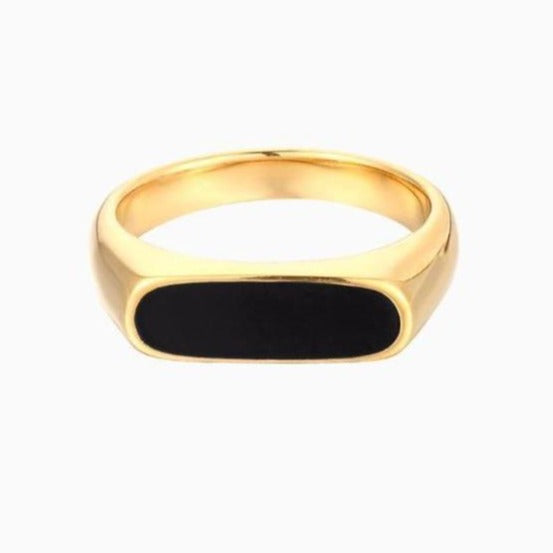 Rectangle Shell Ring Black