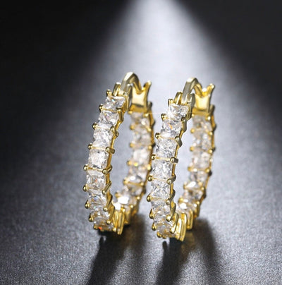 cubic zirconia hoop earrings gold