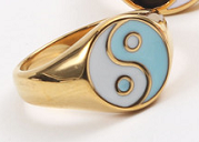 18k gold enamel ring blue
