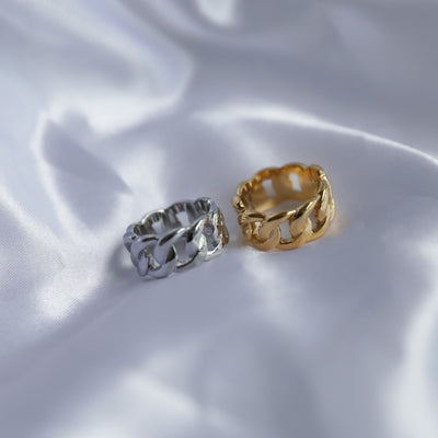 Cuban Link Ring Silver and Gold
